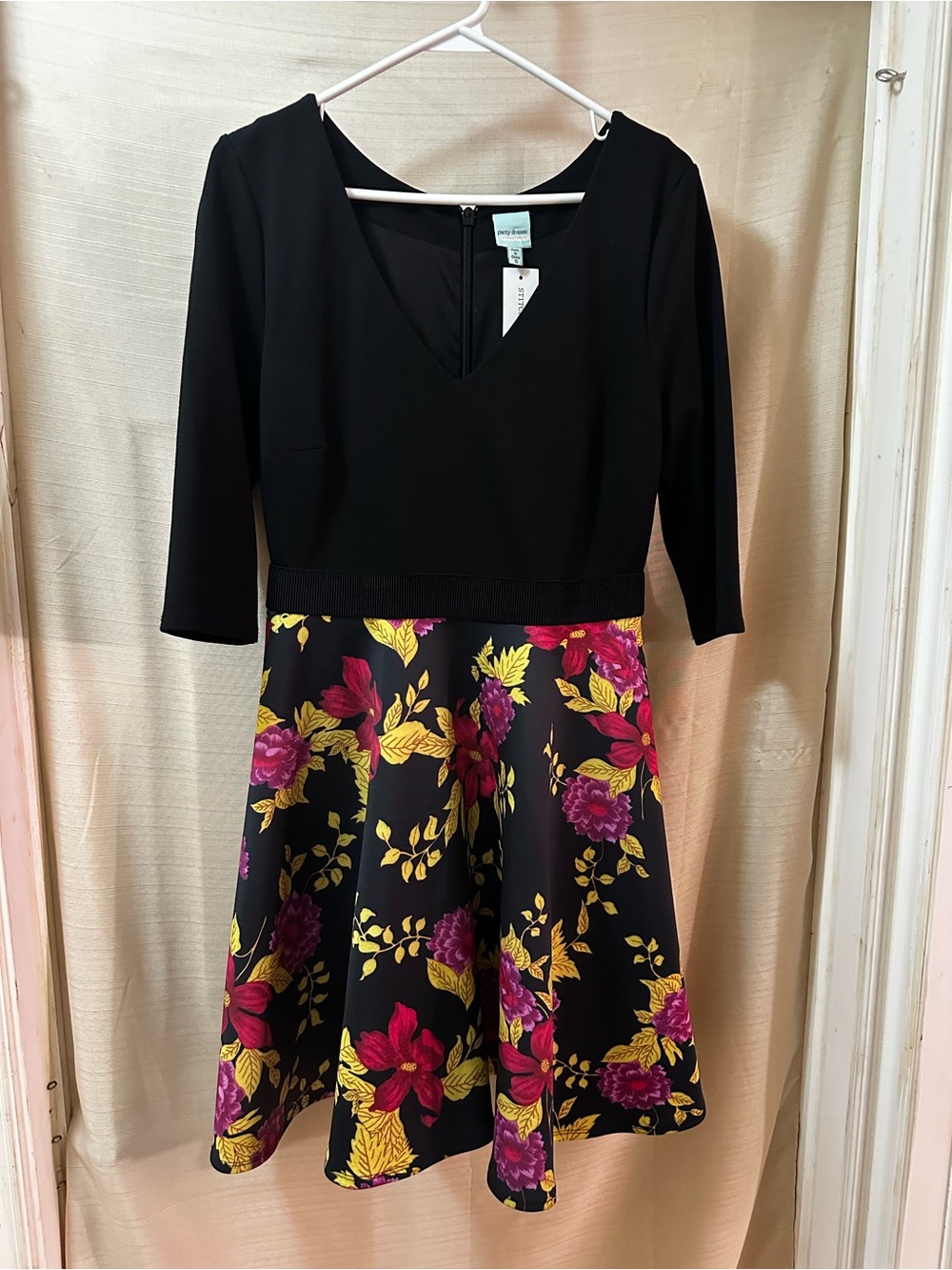 Plenty by Tracy Reese Fenley Floral Scuba Fit Flare Dress 3/4 Sleeve Size 10 NWT